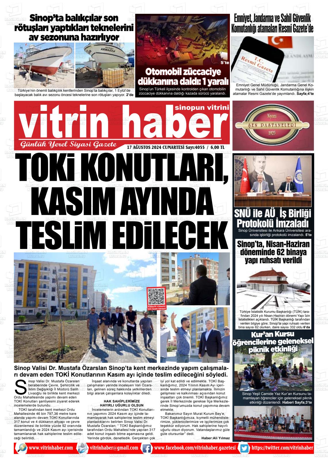 17 Ağustos 2024 Vitrin Haber Gazete Manşeti