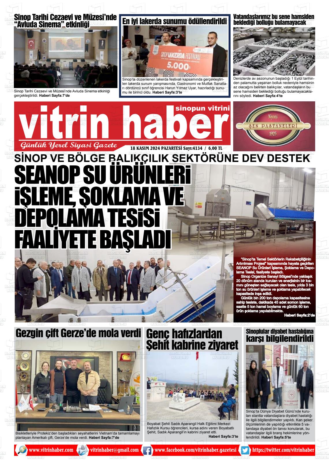 18 Kasım 2024 Vitrin Haber Gazete Manşeti