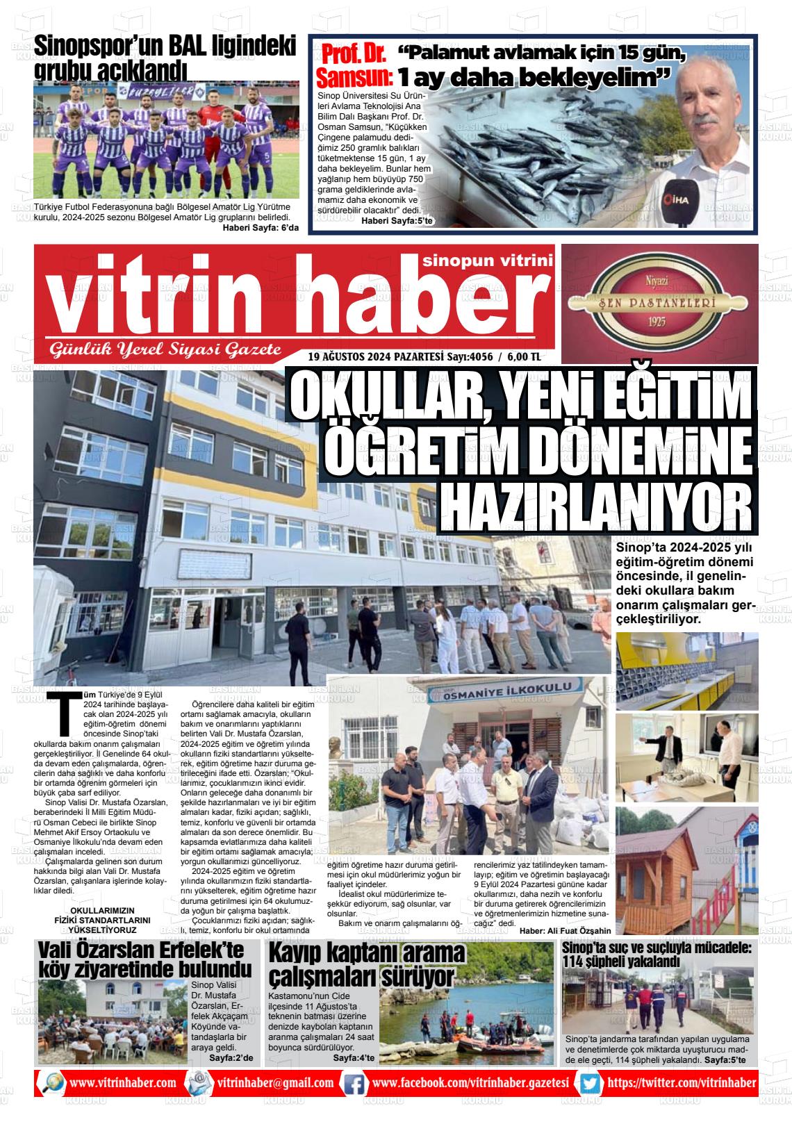 19 Ağustos 2024 Vitrin Haber Gazete Manşeti