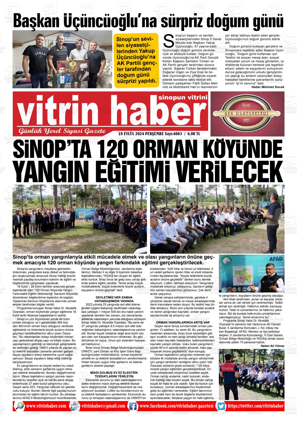 19 Eylül 2024 Vitrin Haber Gazete Manşeti