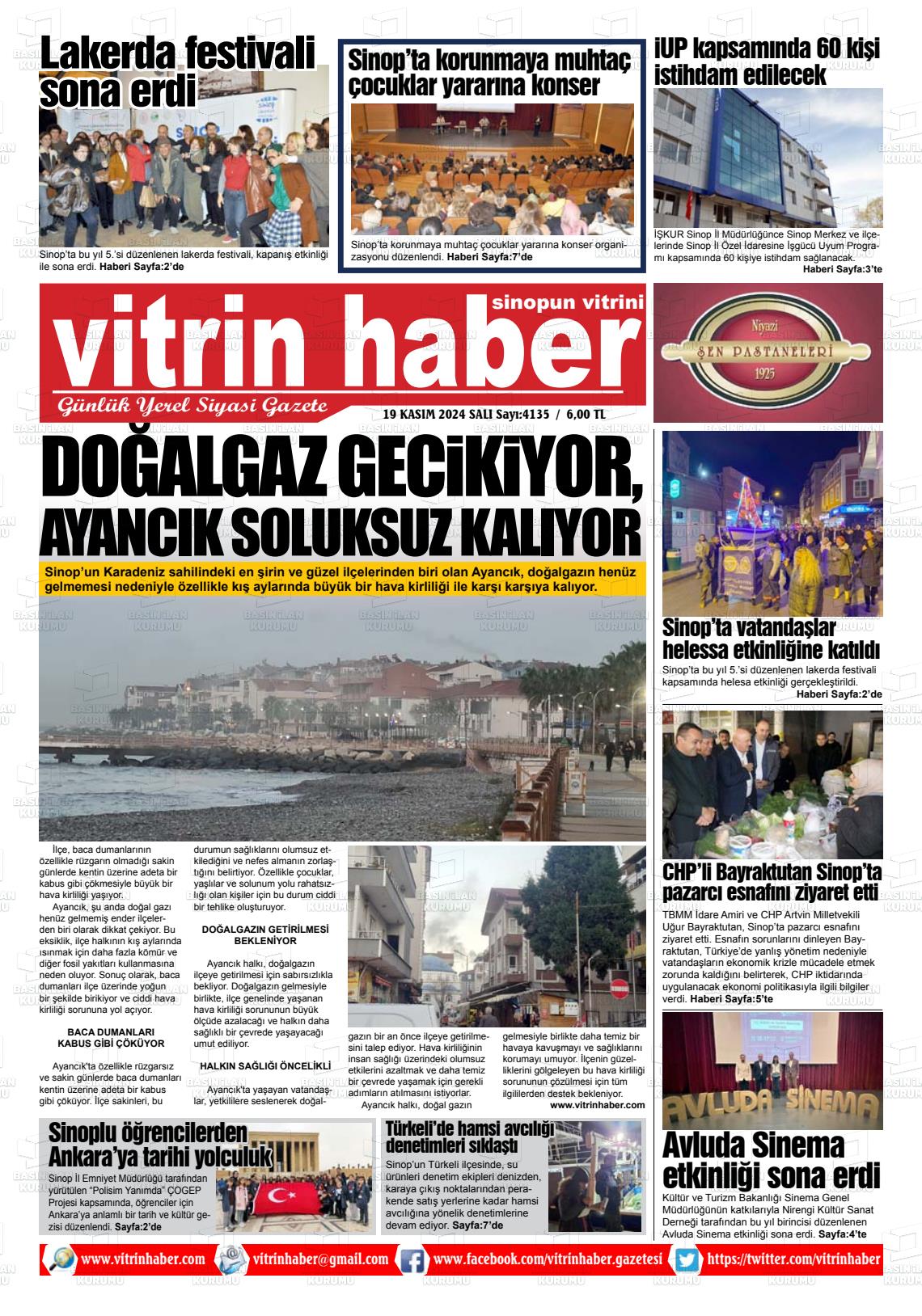 19 Kasım 2024 Vitrin Haber Gazete Manşeti