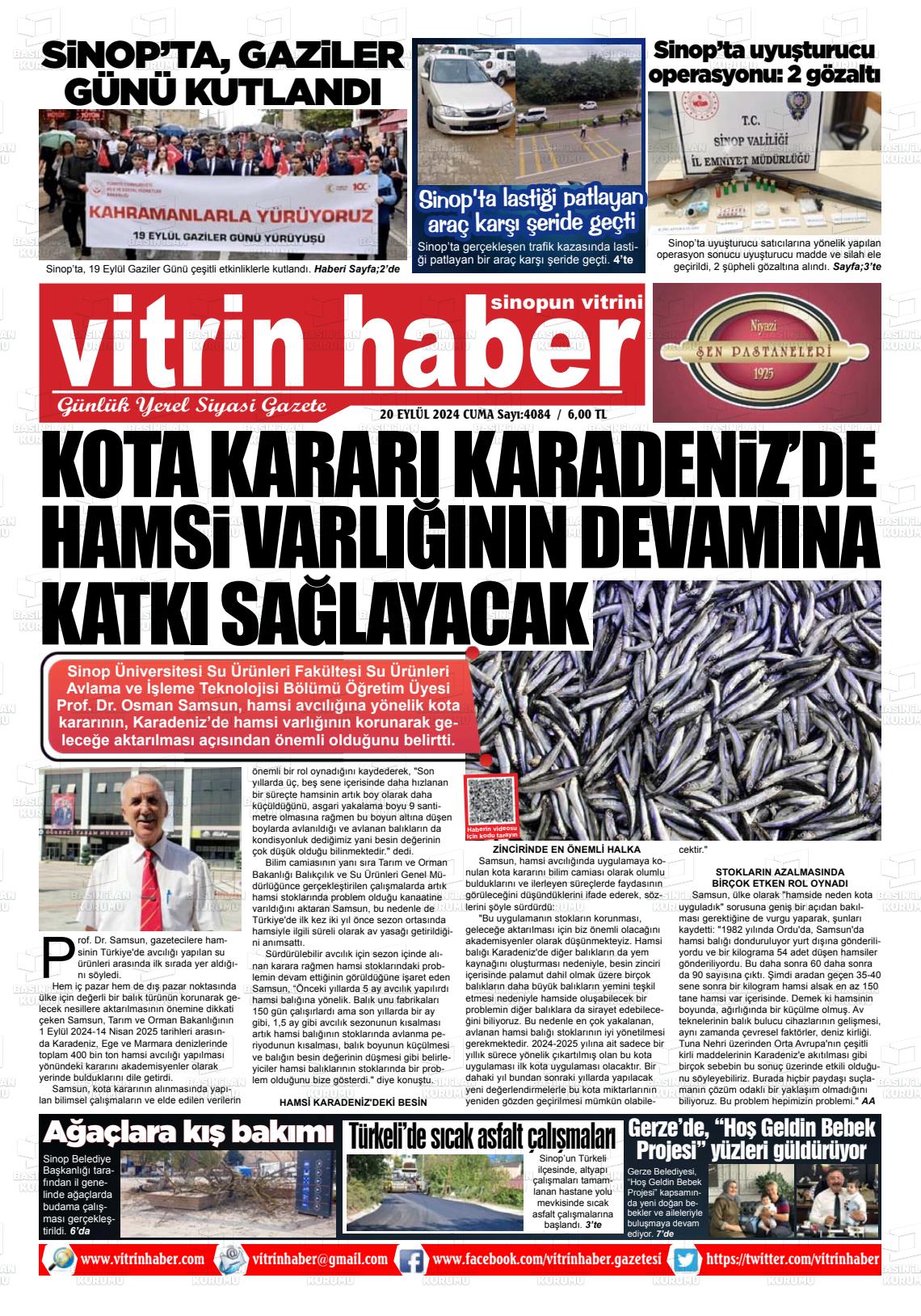 20 Eylül 2024 Vitrin Haber Gazete Manşeti