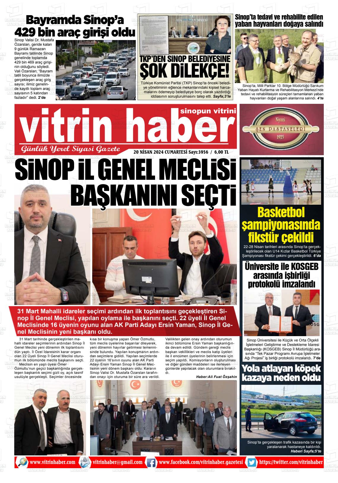 20 Nisan 2024 Vitrin Haber Gazete Manşeti