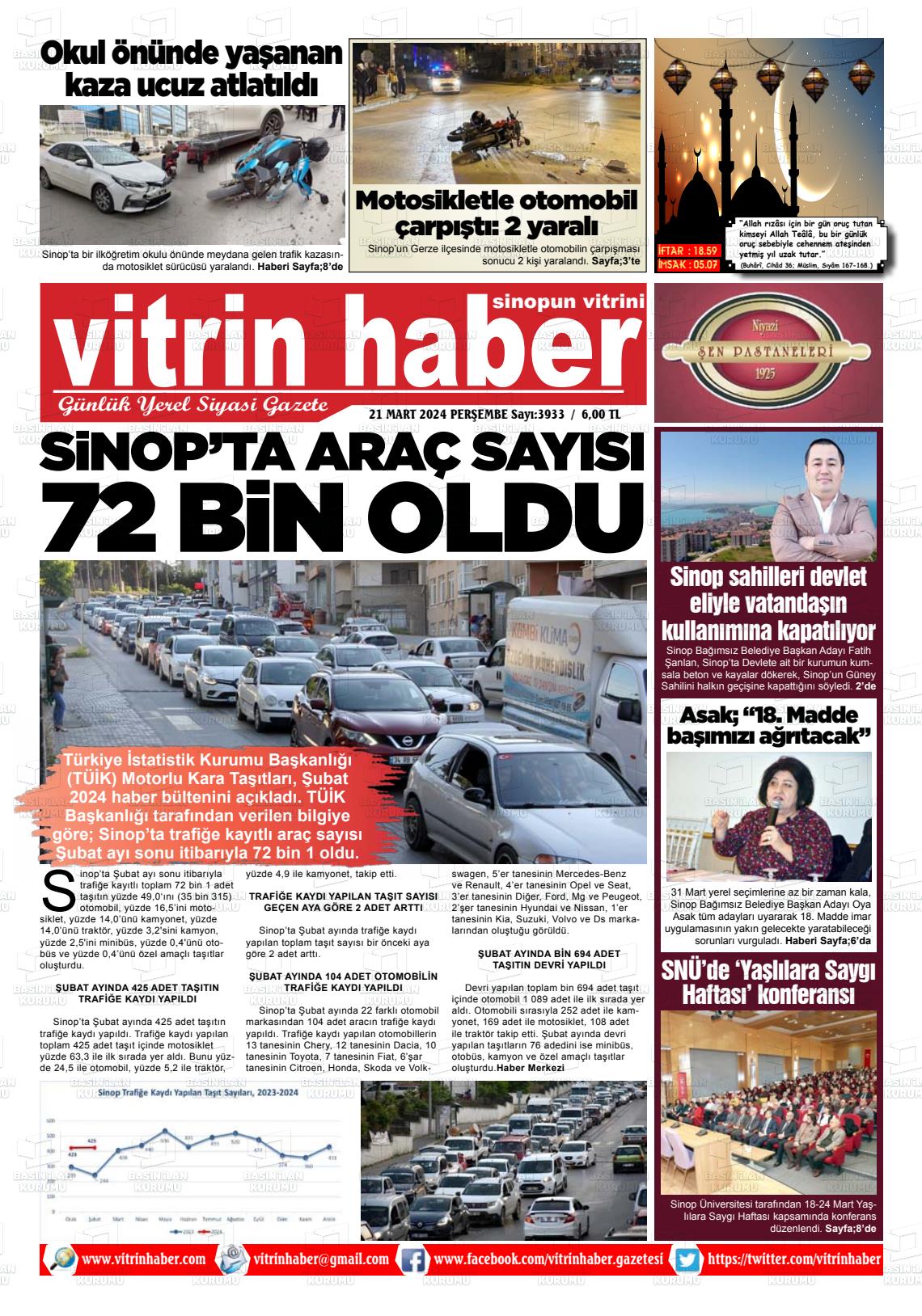 21 Mart 2024 Vitrin Haber Gazete Manşeti