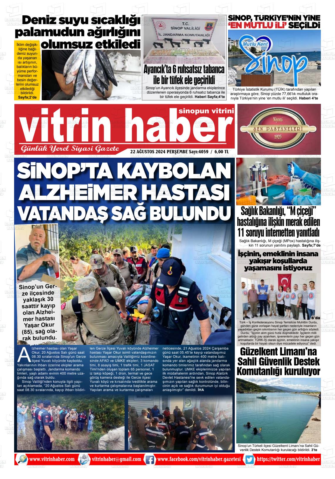 22 Ağustos 2024 Vitrin Haber Gazete Manşeti