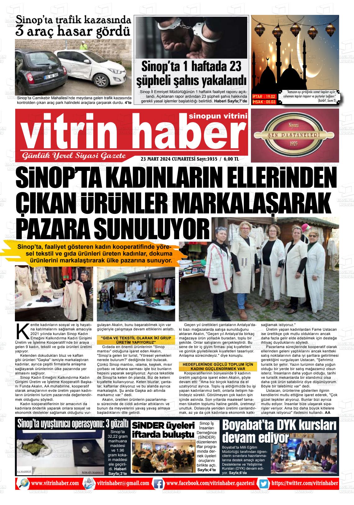 23 Mart 2024 Vitrin Haber Gazete Manşeti