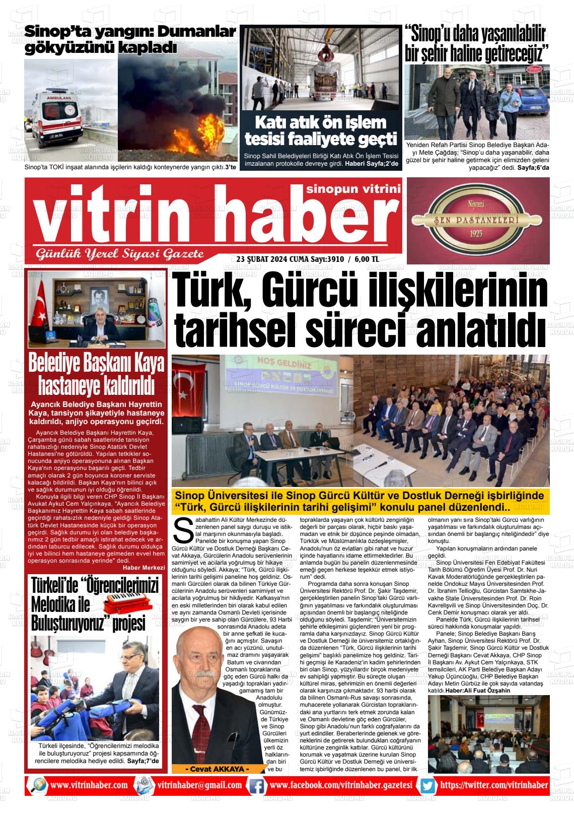 23 Şubat 2024 Vitrin Haber Gazete Manşeti