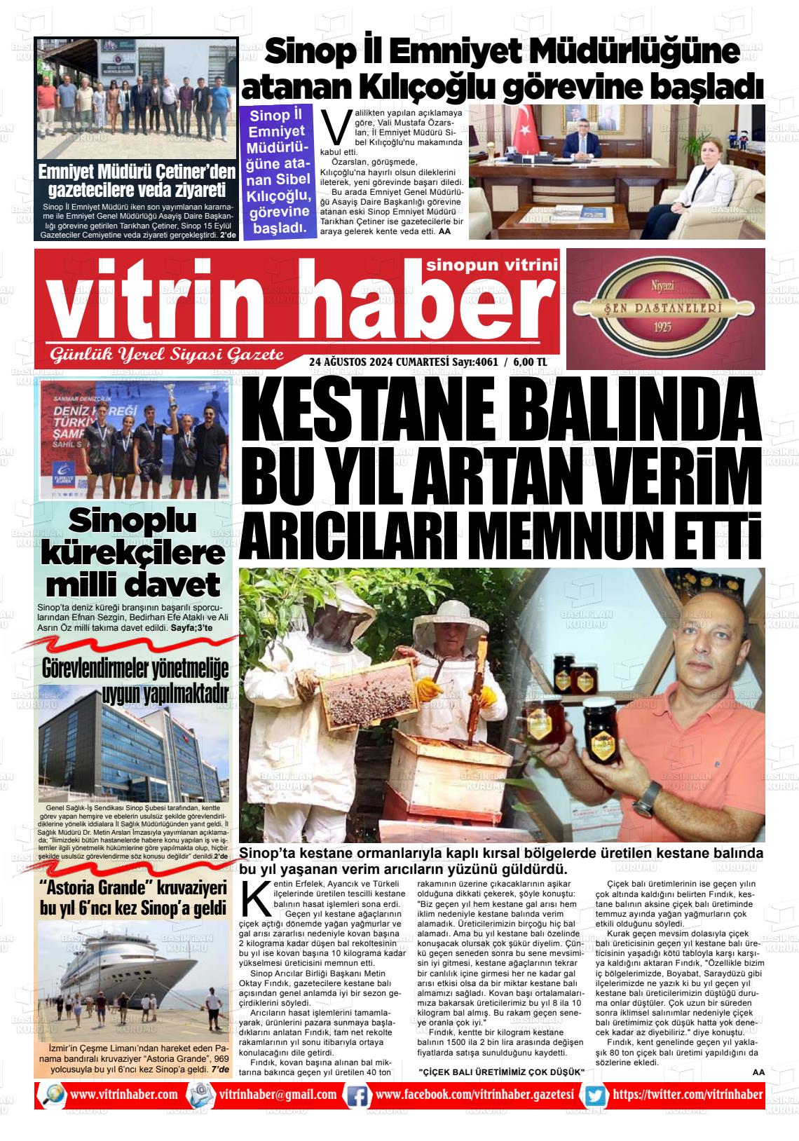 24 Ağustos 2024 Vitrin Haber Gazete Manşeti