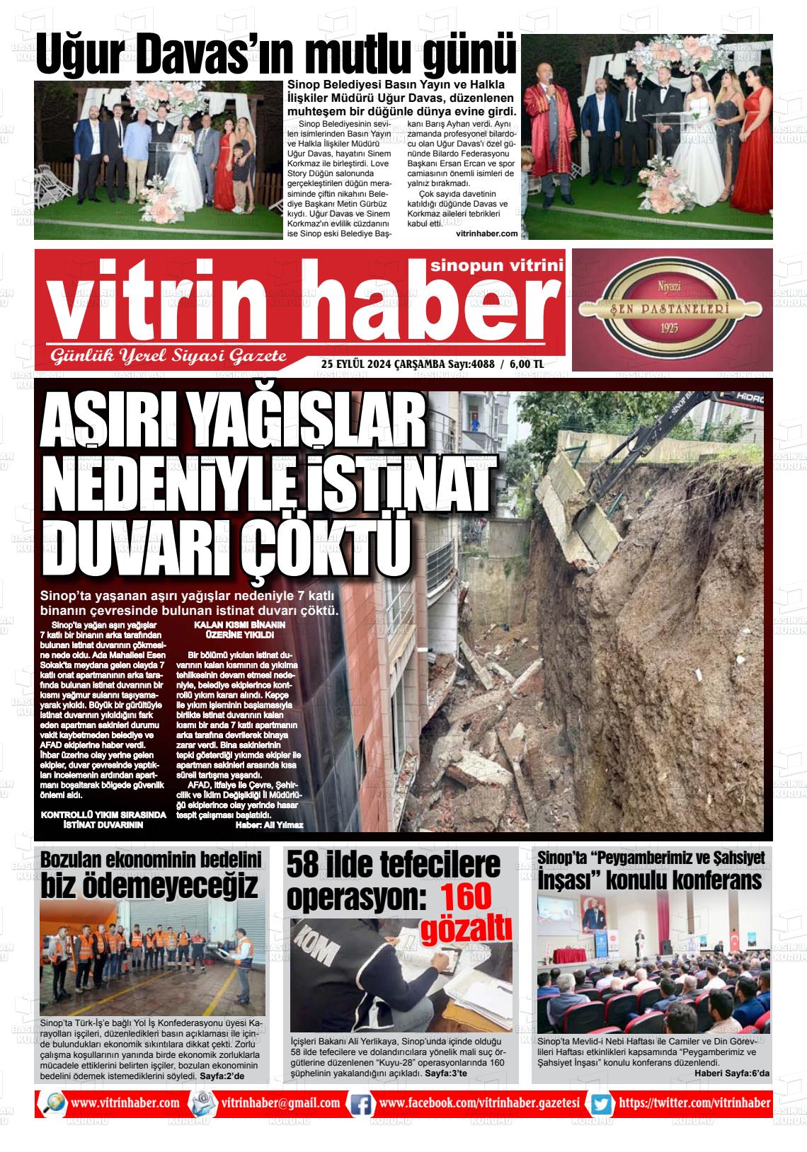 25 Eylül 2024 Vitrin Haber Gazete Manşeti