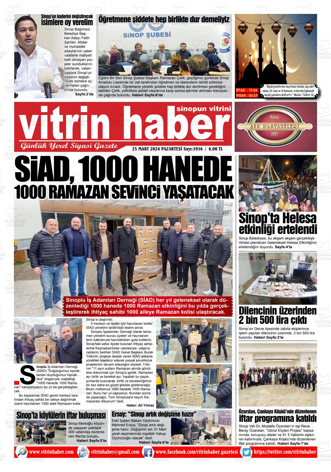 25 Mart 2024 Vitrin Haber Gazete Manşeti