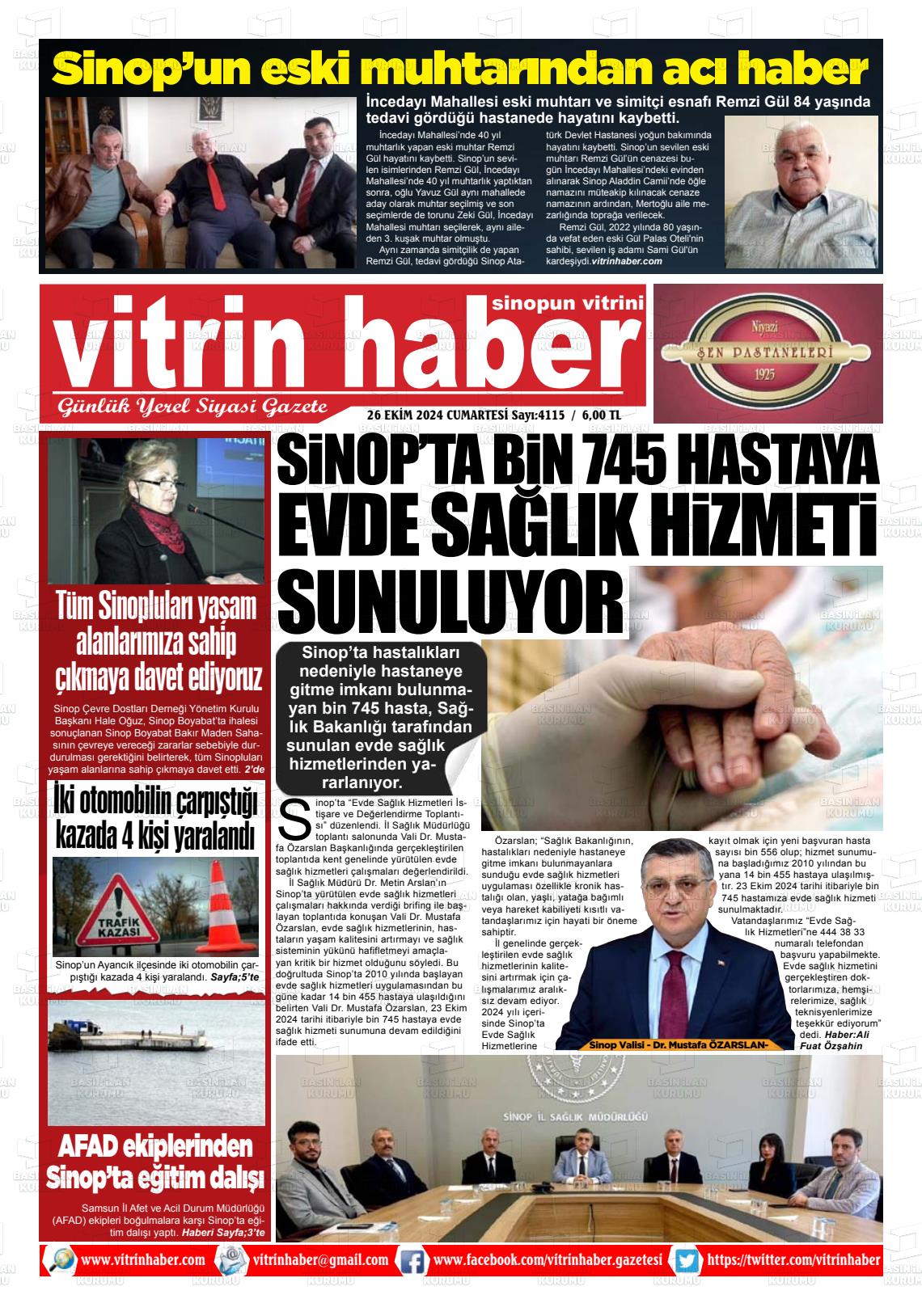 26 Ekim 2024 Vitrin Haber Gazete Manşeti