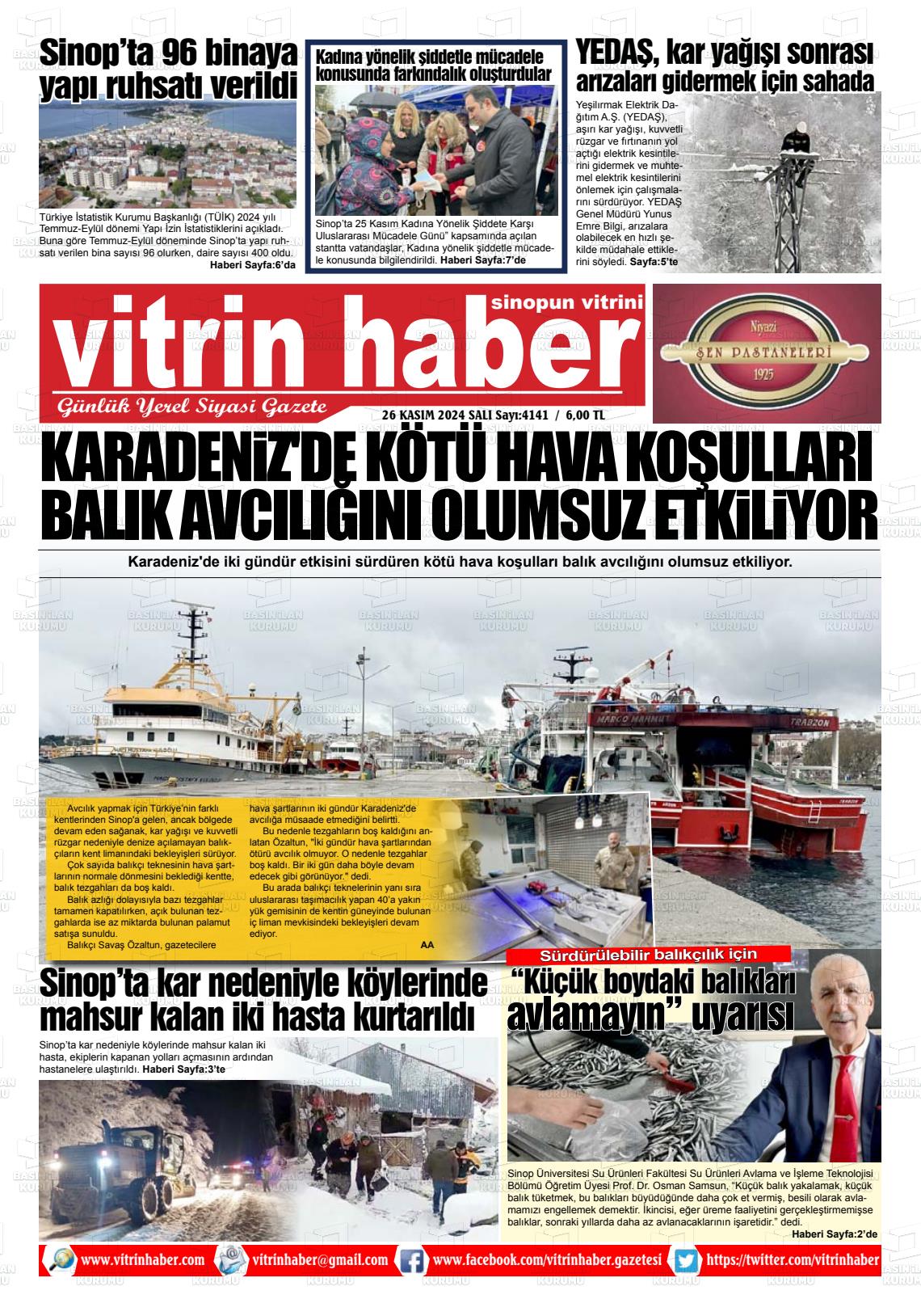 26 Kasım 2024 Vitrin Haber Gazete Manşeti