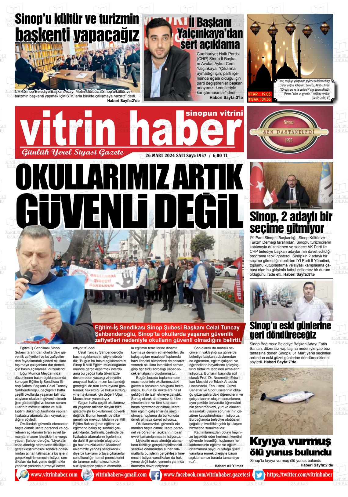 26 Mart 2024 Vitrin Haber Gazete Manşeti