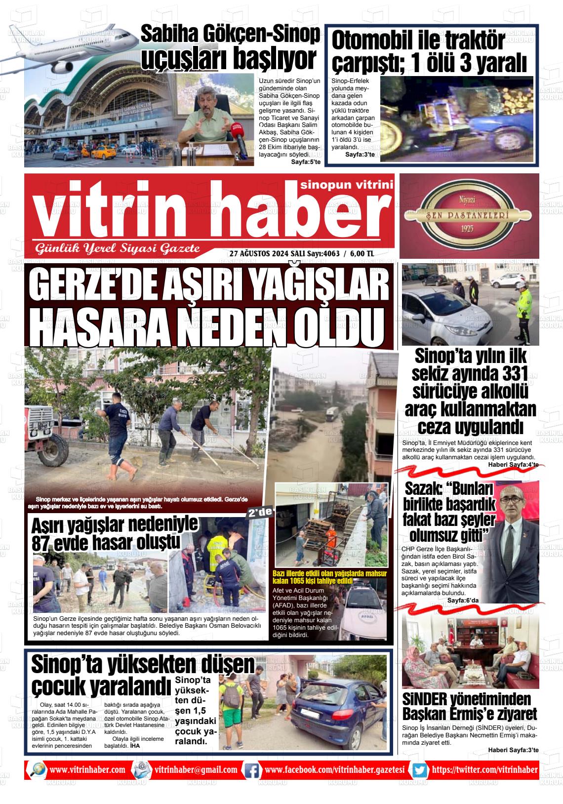 27 Ağustos 2024 Vitrin Haber Gazete Manşeti