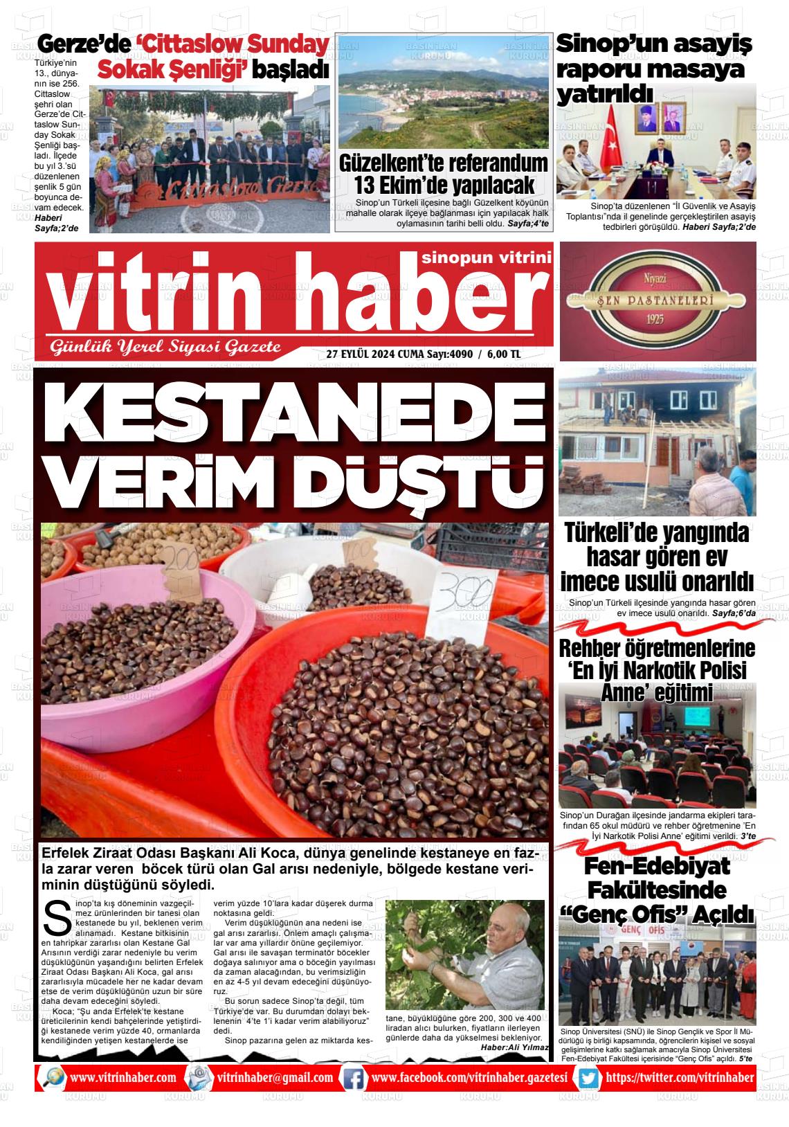 27 Eylül 2024 Vitrin Haber Gazete Manşeti