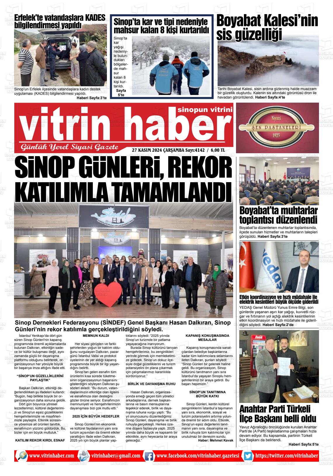 27 Kasım 2024 Vitrin Haber Gazete Manşeti