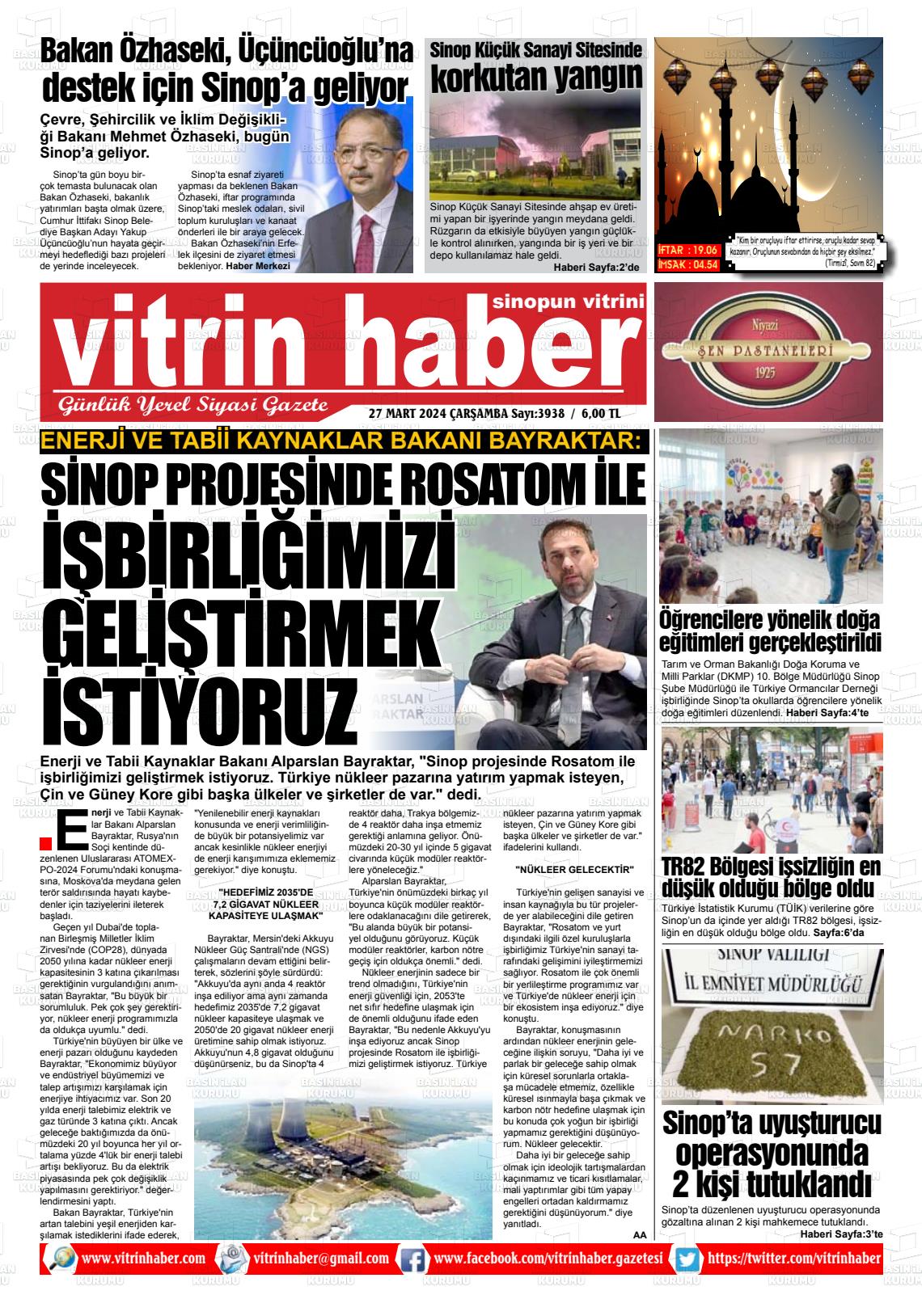 27 Mart 2024 Vitrin Haber Gazete Manşeti