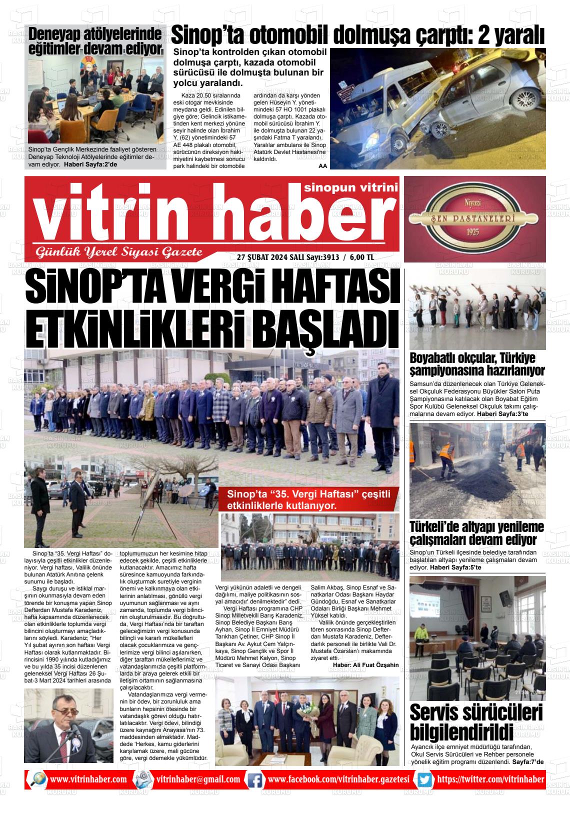 27 Şubat 2024 Vitrin Haber Gazete Manşeti