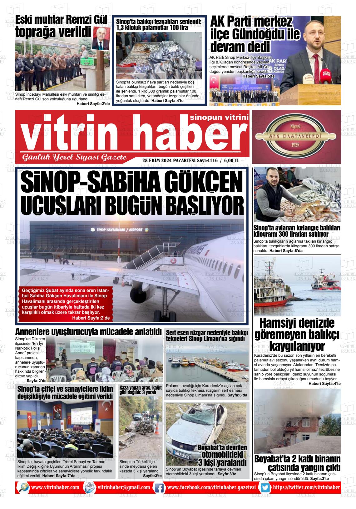 28 Ekim 2024 Vitrin Haber Gazete Manşeti