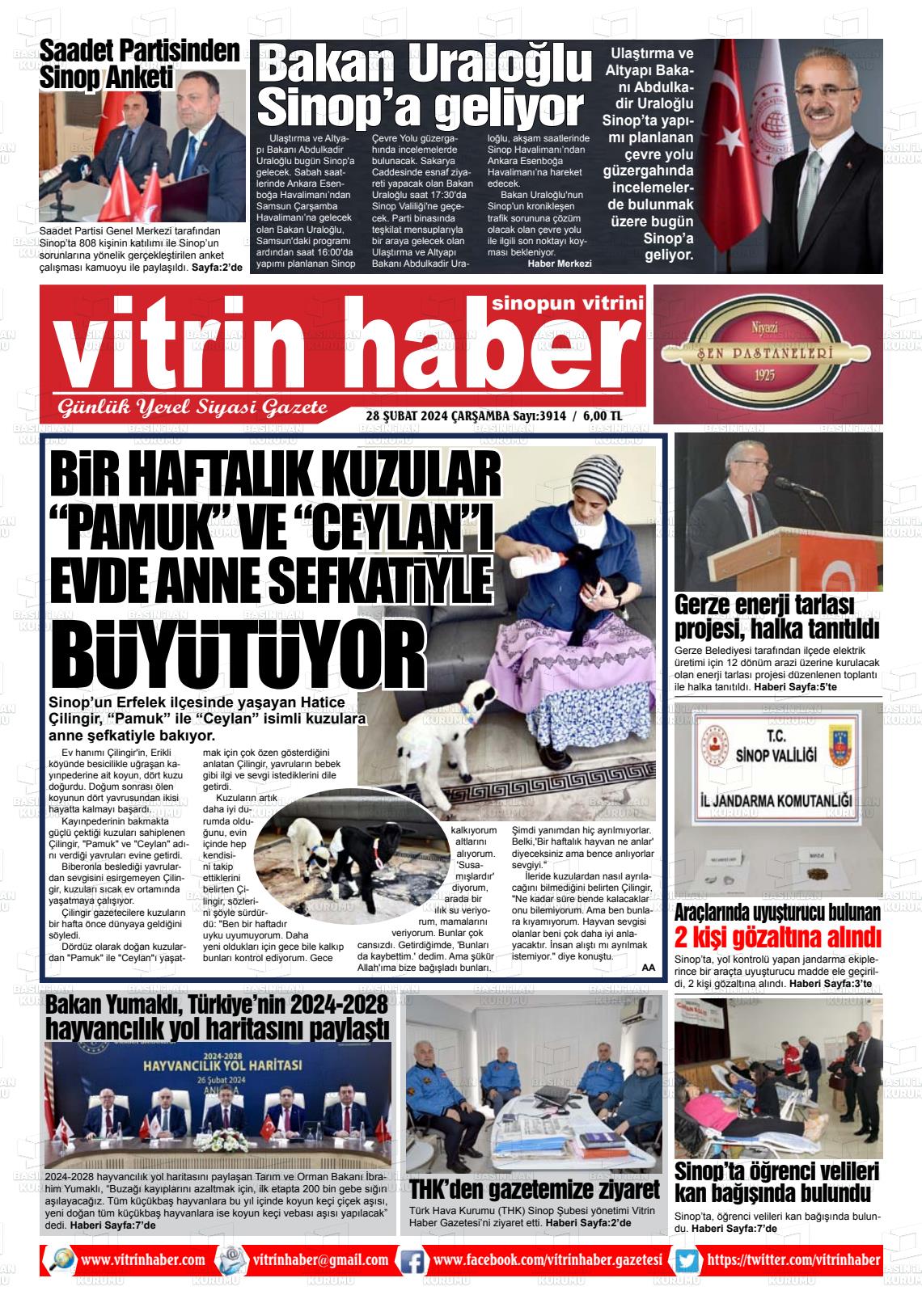 28 Şubat 2024 Vitrin Haber Gazete Manşeti