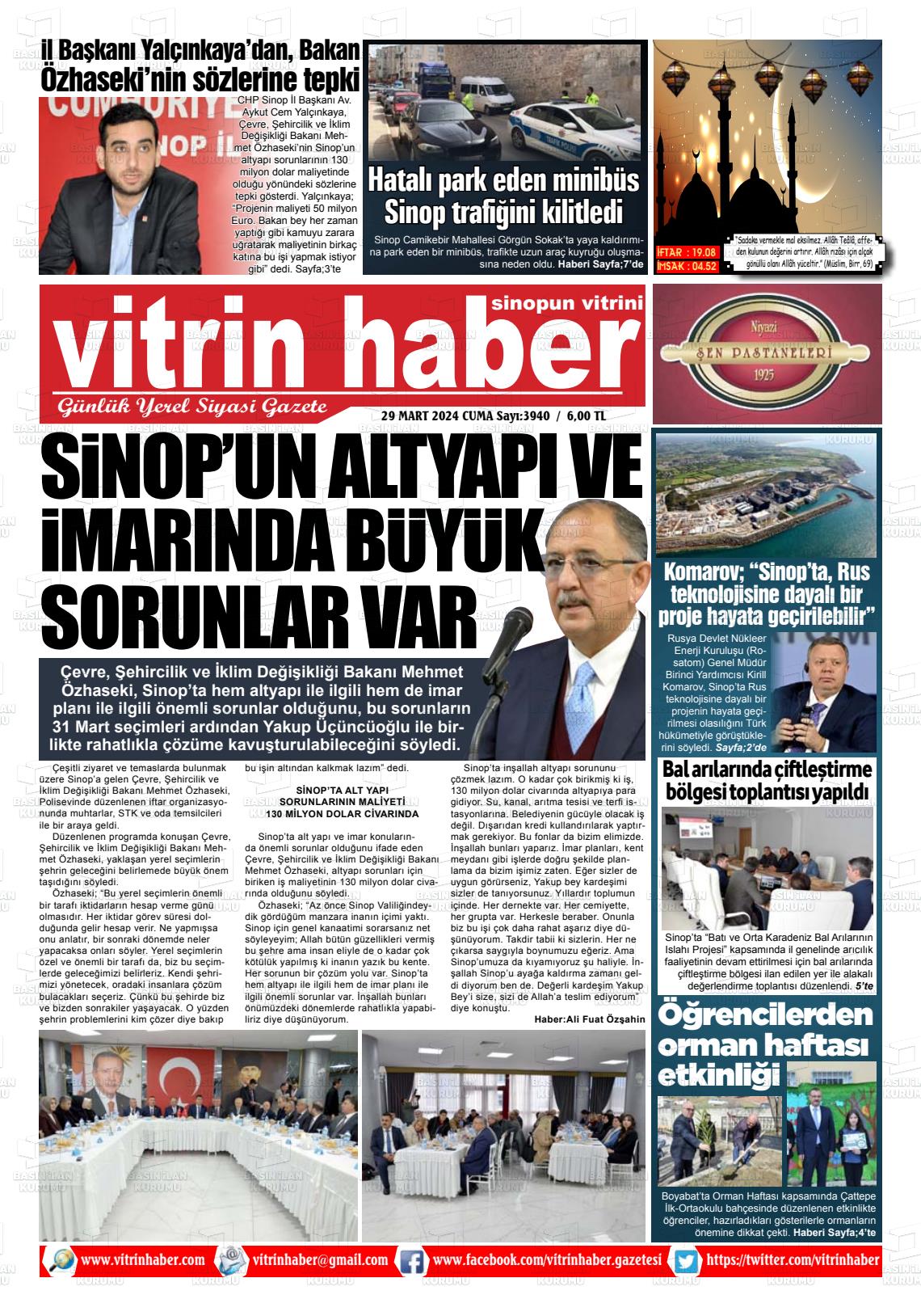 29 Mart 2024 Vitrin Haber Gazete Manşeti