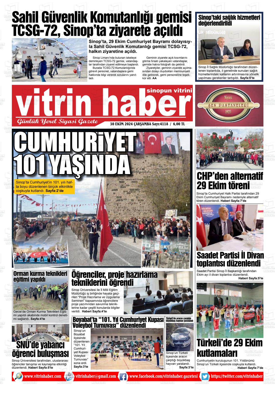 30 Ekim 2024 Vitrin Haber Gazete Manşeti