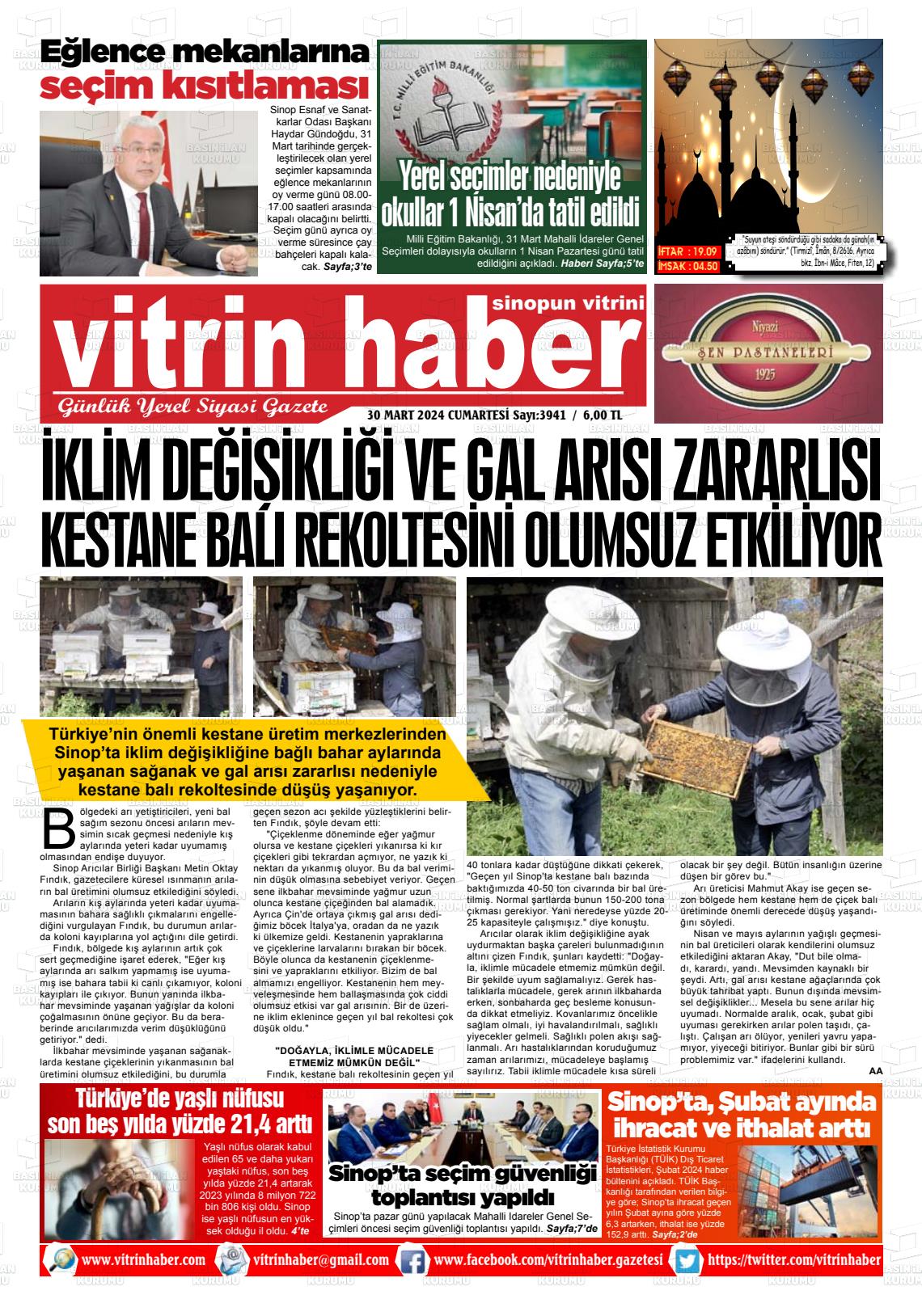 30 Mart 2024 Vitrin Haber Gazete Manşeti