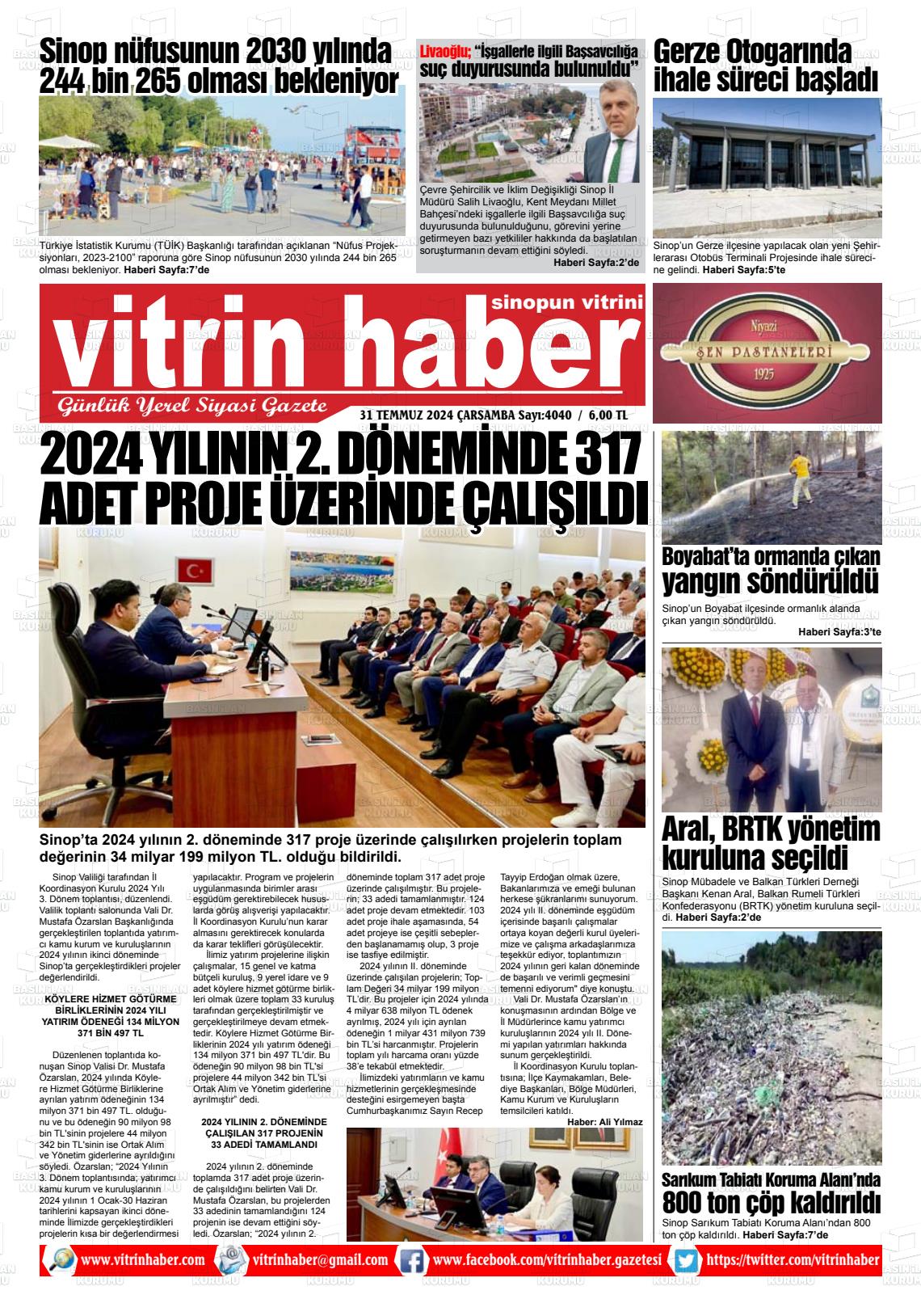 31 Temmuz 2024 Vitrin Haber Gazete Manşeti