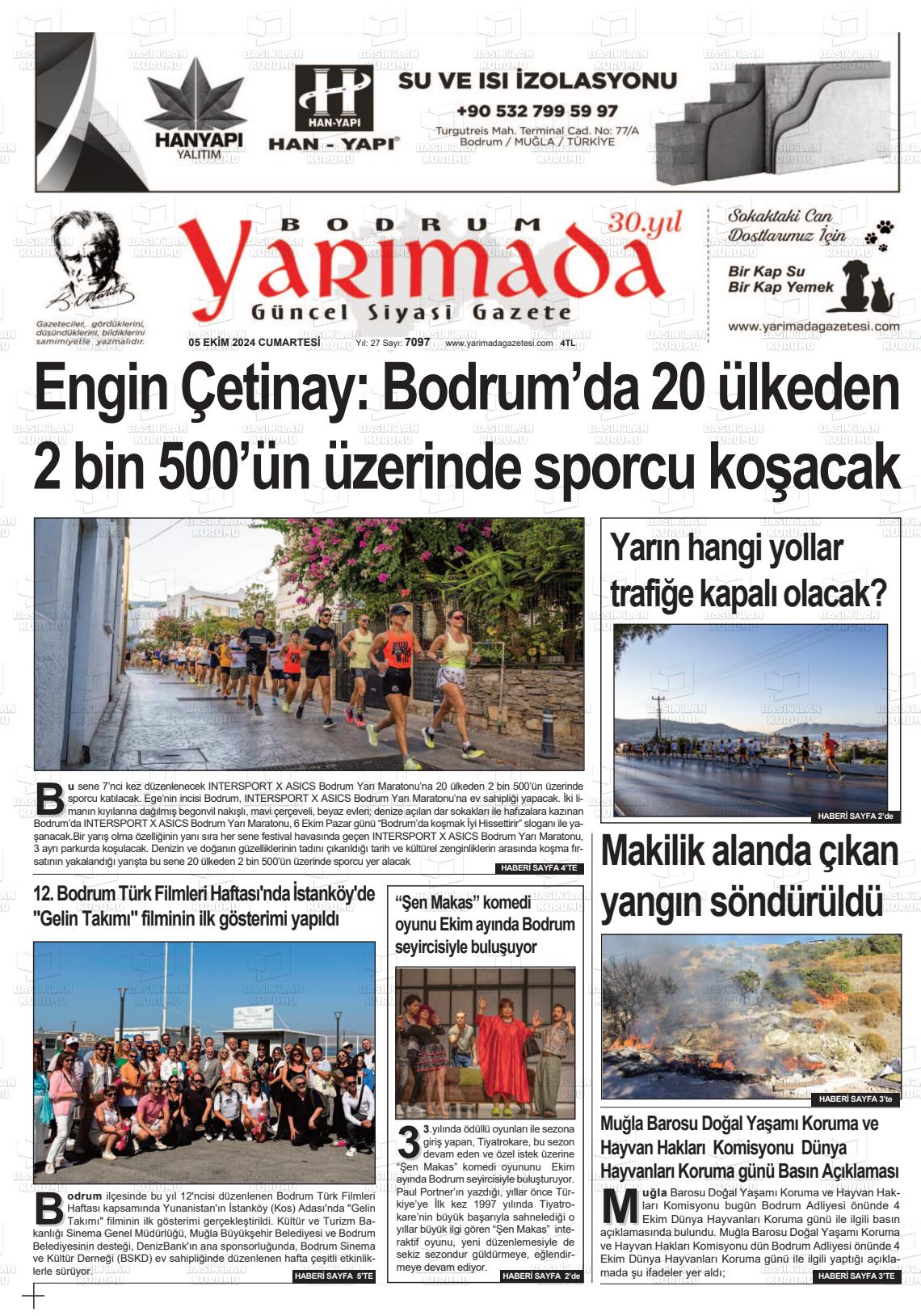 05 Ekim 2024 Bodrum Yarimada Gazete Manşeti