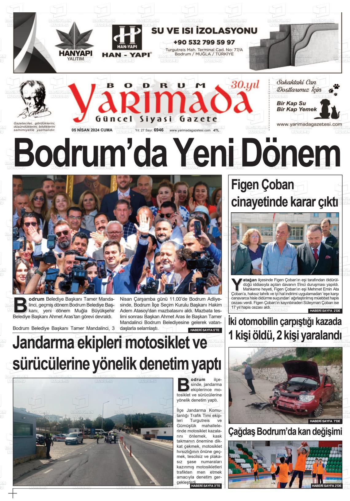 05 Nisan 2024 Bodrum Yarimada Gazete Manşeti