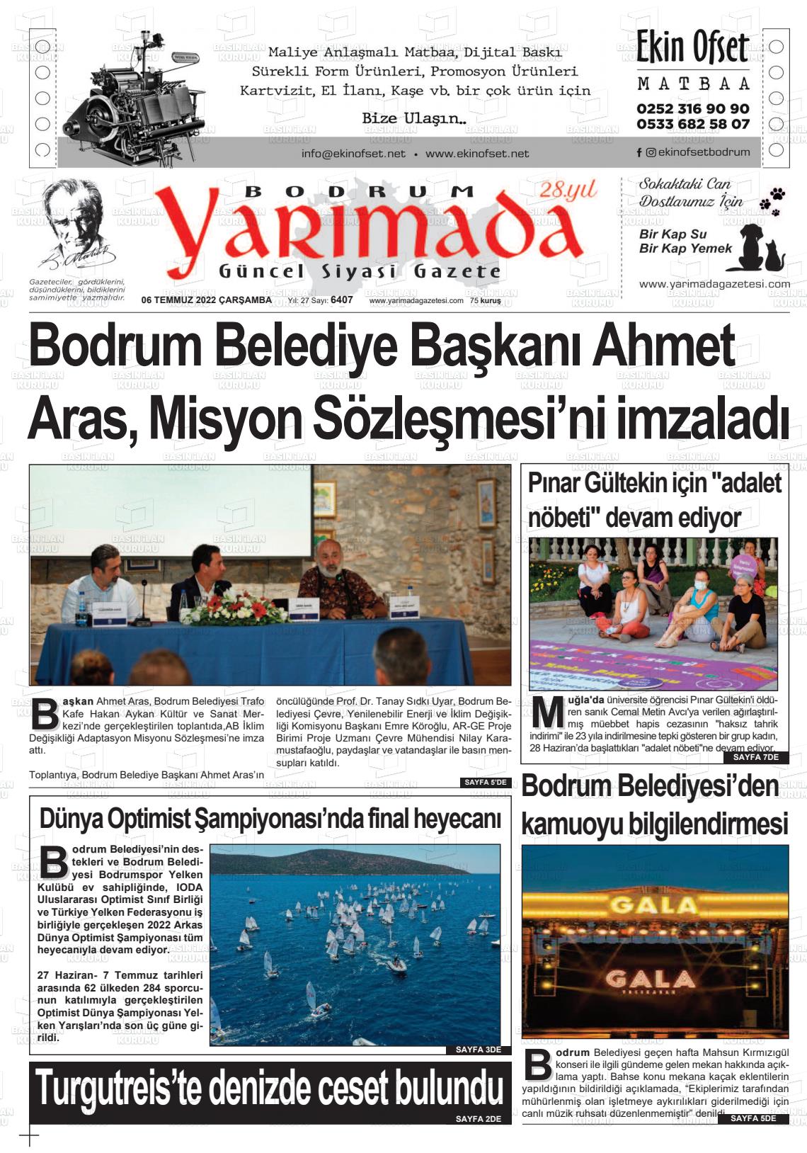 06 Temmuz 2022 Bodrum Yarimada Gazete Manşeti