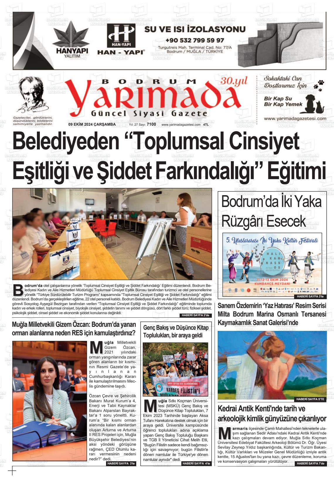 09 Ekim 2024 Bodrum Yarimada Gazete Manşeti