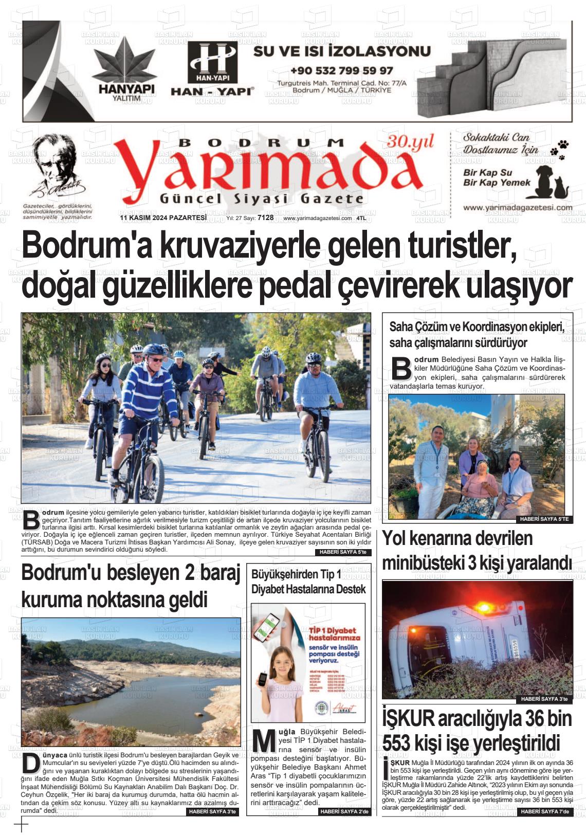 11 Kasım 2024 Bodrum Yarimada Gazete Manşeti