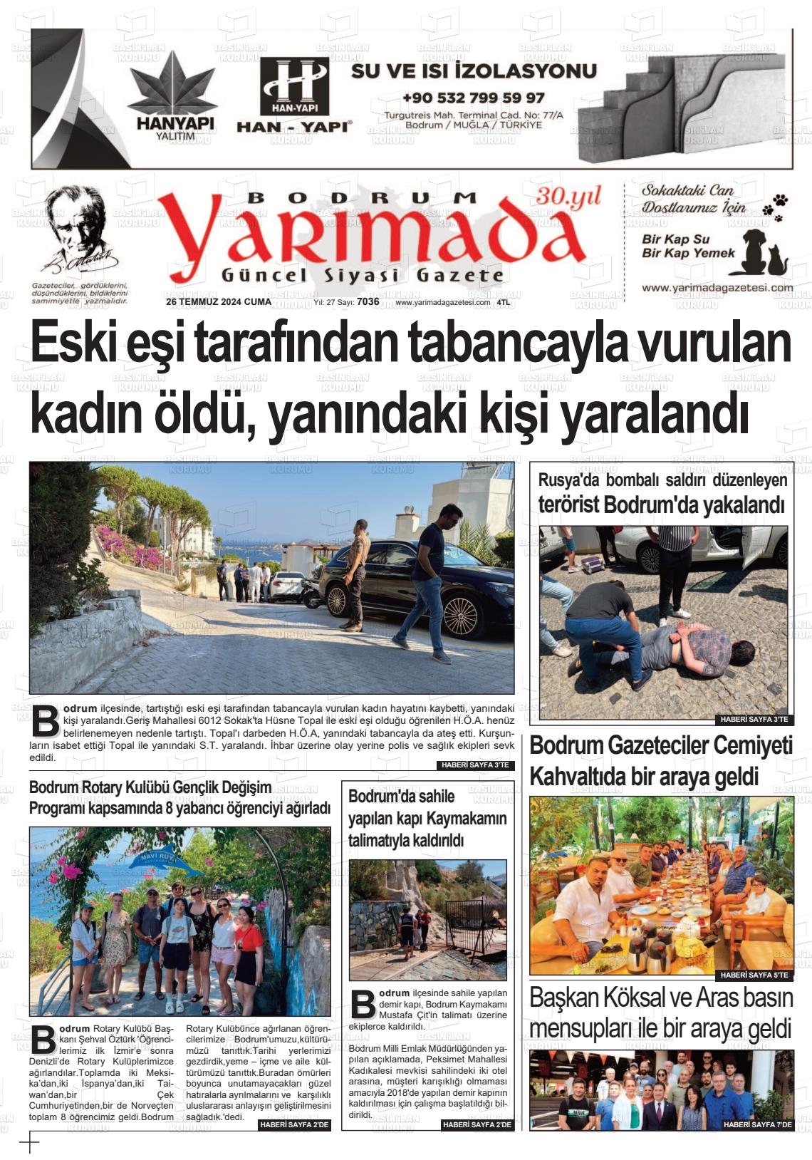 26 Temmuz 2024 Bodrum Yarimada Gazete Manşeti