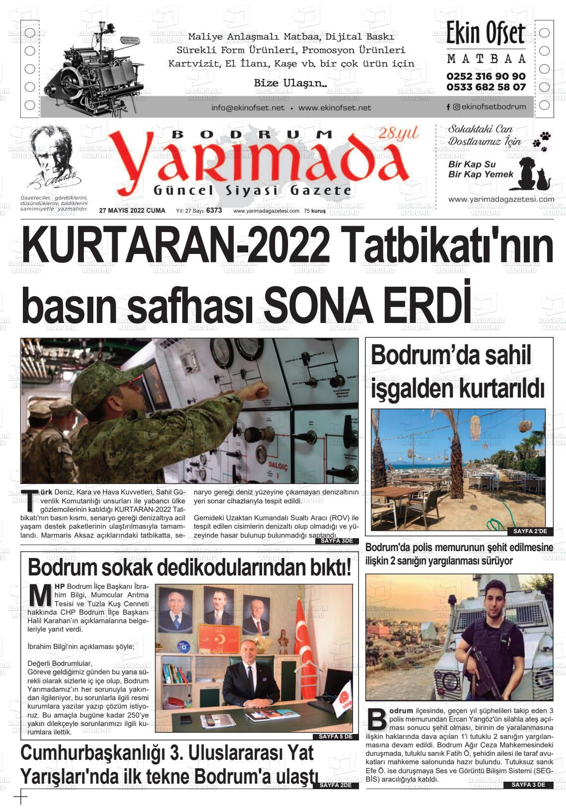 27 mayıs 2022 tarihli bodrum yarimada gazete manşetleri