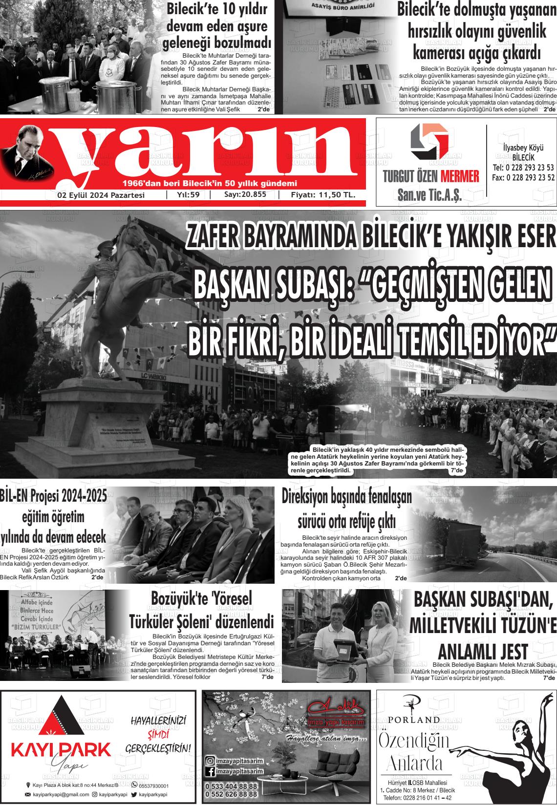 02 Eylül 2024 Gazete Yarın 11 Gazete Manşeti