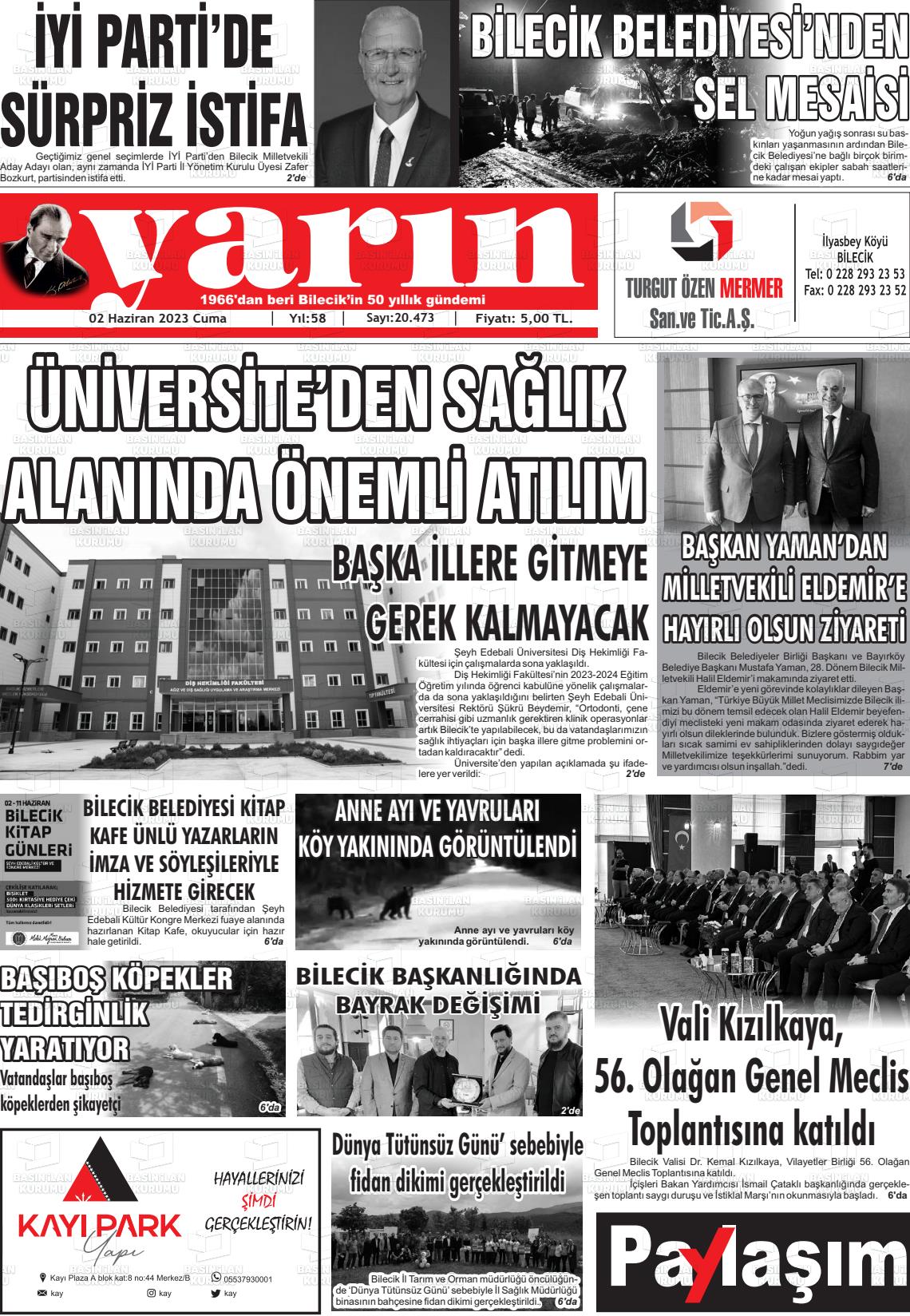 02 Haziran 2023 Gazete Yarın 11 Gazete Manşeti