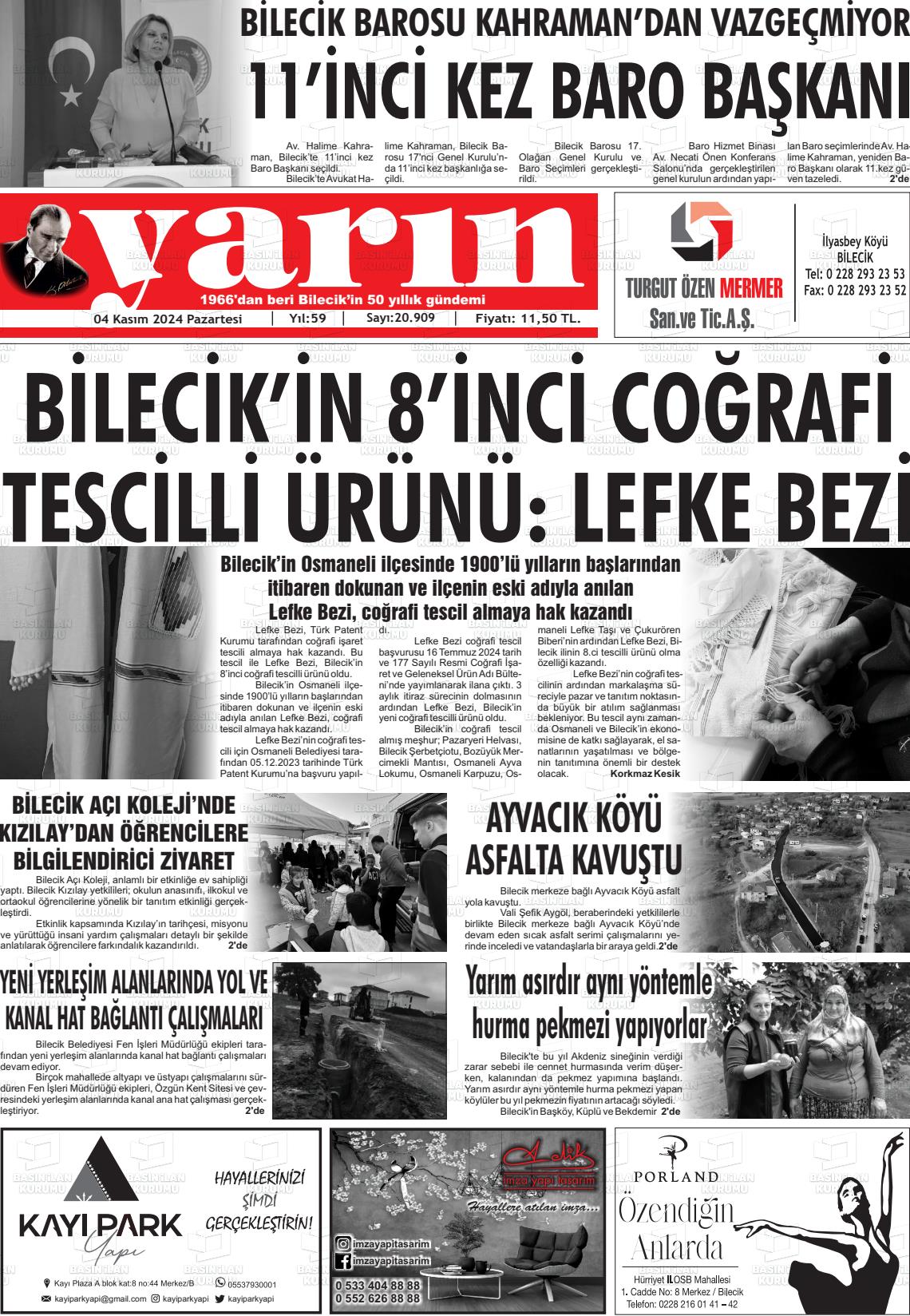 04 Kasım 2024 Gazete Yarın 11 Gazete Manşeti