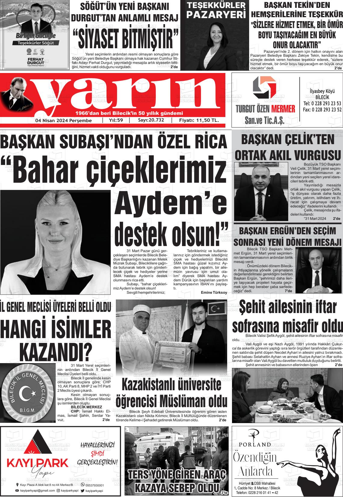 04 Nisan 2024 Gazete Yarın 11 Gazete Manşeti