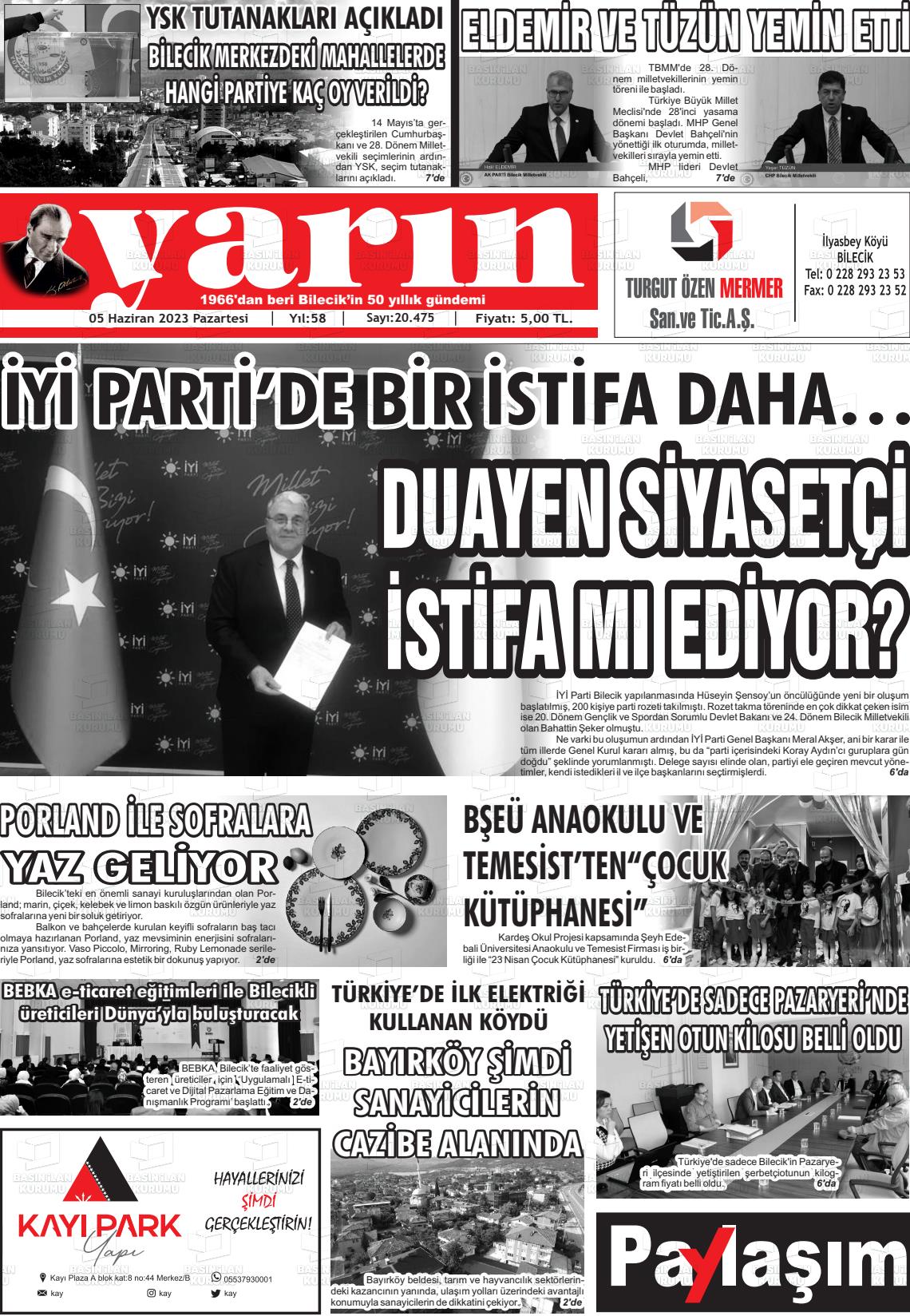 05 Haziran 2023 Gazete Yarın 11 Gazete Manşeti