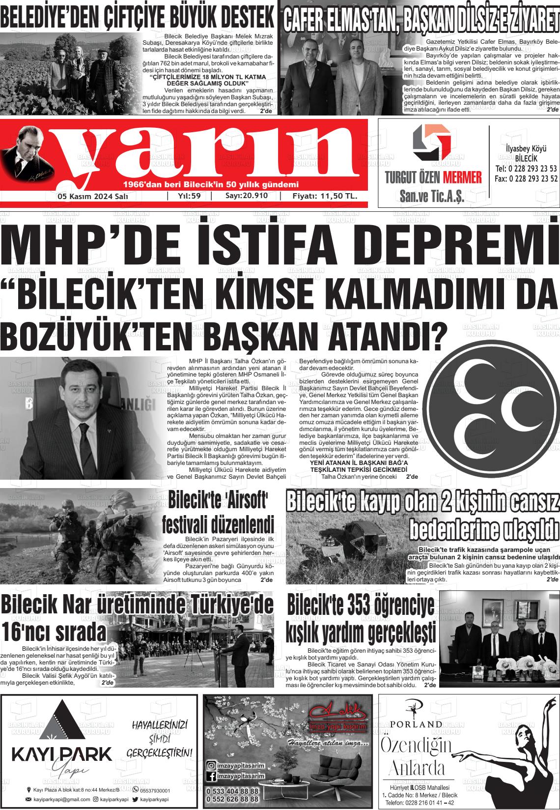 05 Kasım 2024 Gazete Yarın 11 Gazete Manşeti