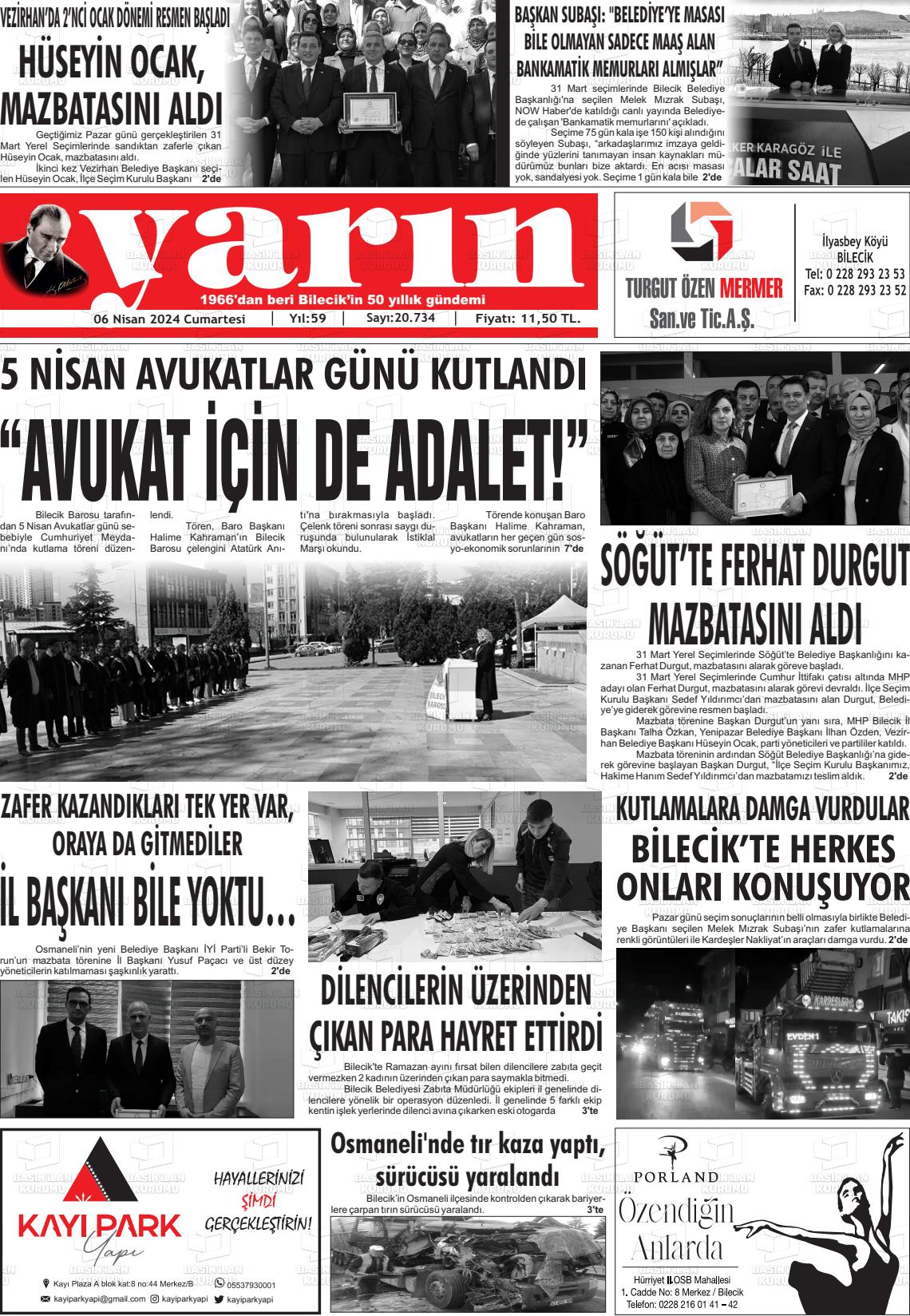 06 Nisan 2024 Gazete Yarın 11 Gazete Manşeti