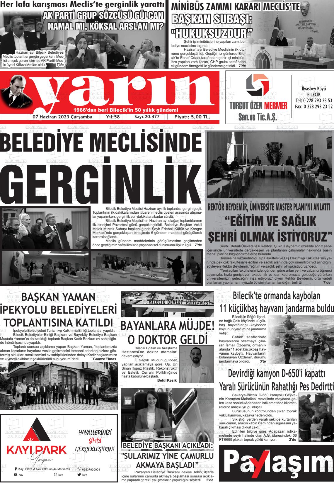 07 Haziran 2023 Gazete Yarın 11 Gazete Manşeti