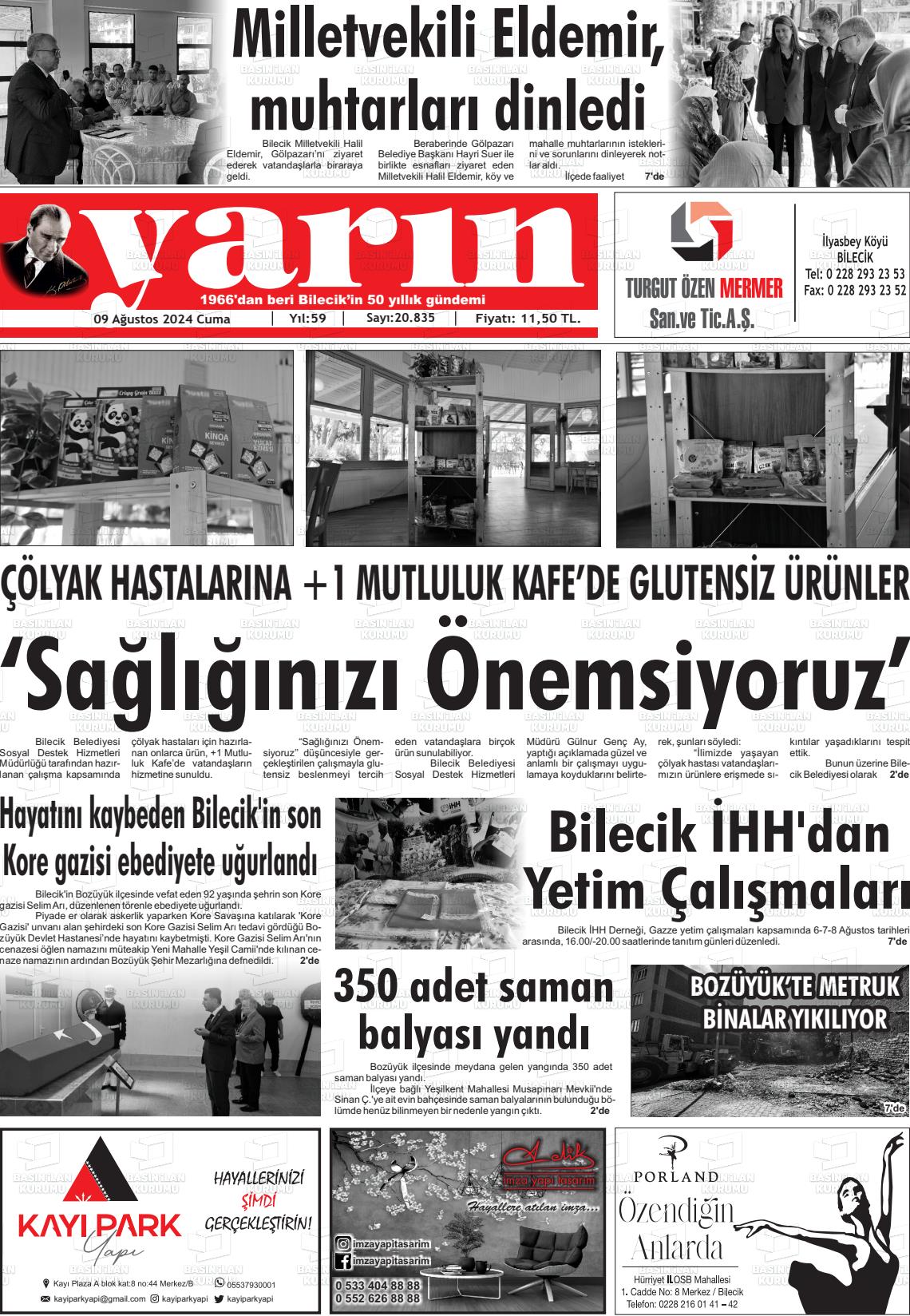 09 Ağustos 2024 Gazete Yarın 11 Gazete Manşeti