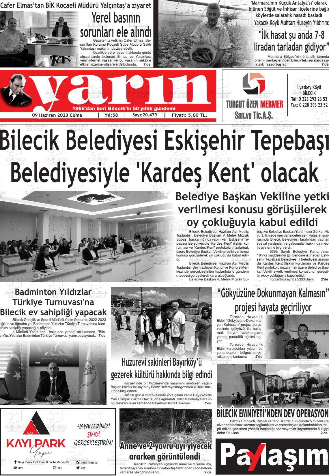 09 Haziran 2023 Gazete Yarın 11 Gazete Manşeti