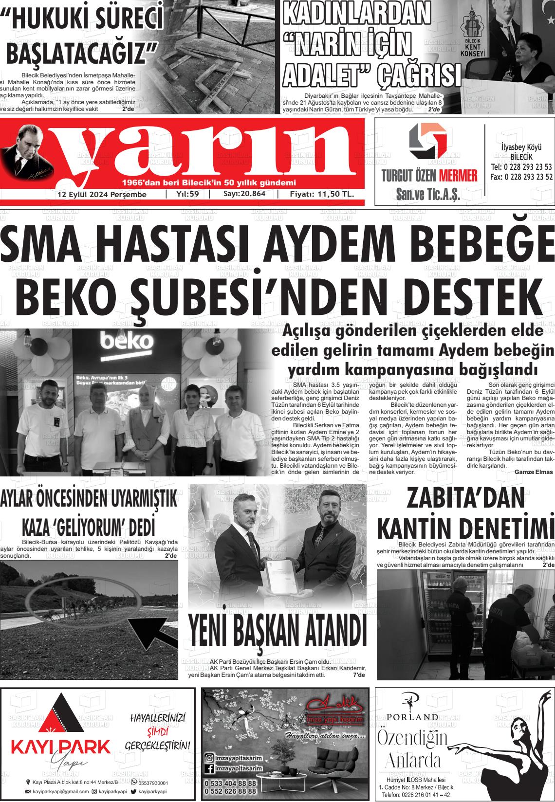 12 Eylül 2024 Gazete Yarın 11 Gazete Manşeti