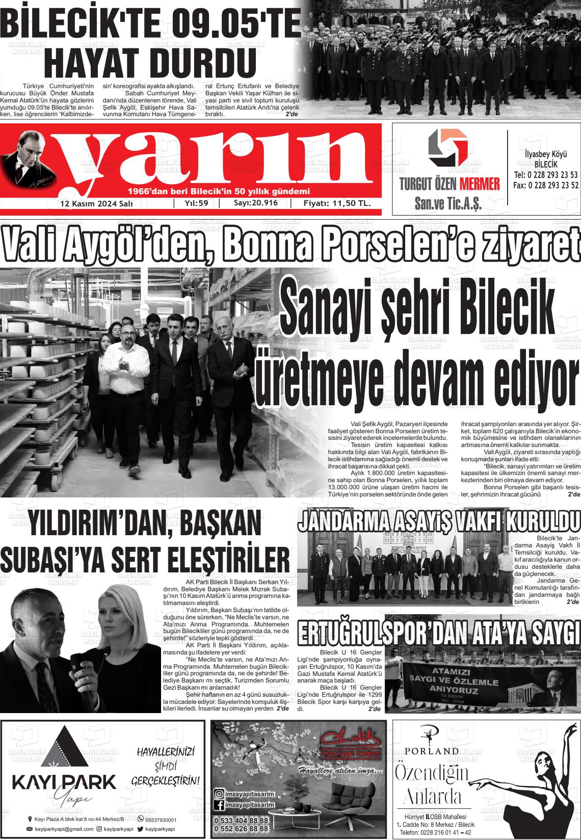 12 Kasım 2024 Gazete Yarın 11 Gazete Manşeti