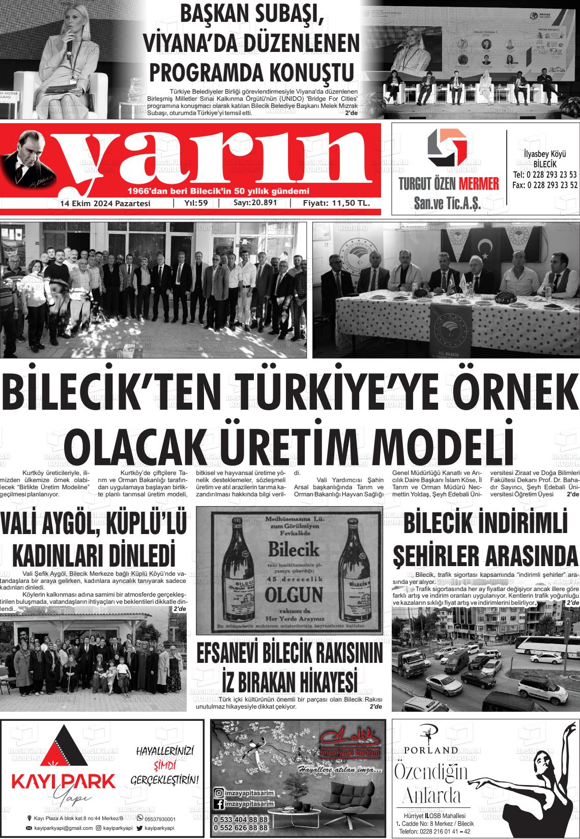 14 Ekim 2024 Gazete Yarın 11 Gazete Manşeti