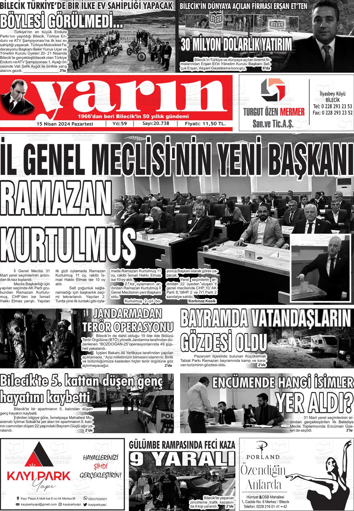 15 Nisan 2024 Gazete Yarın 11 Gazete Manşeti