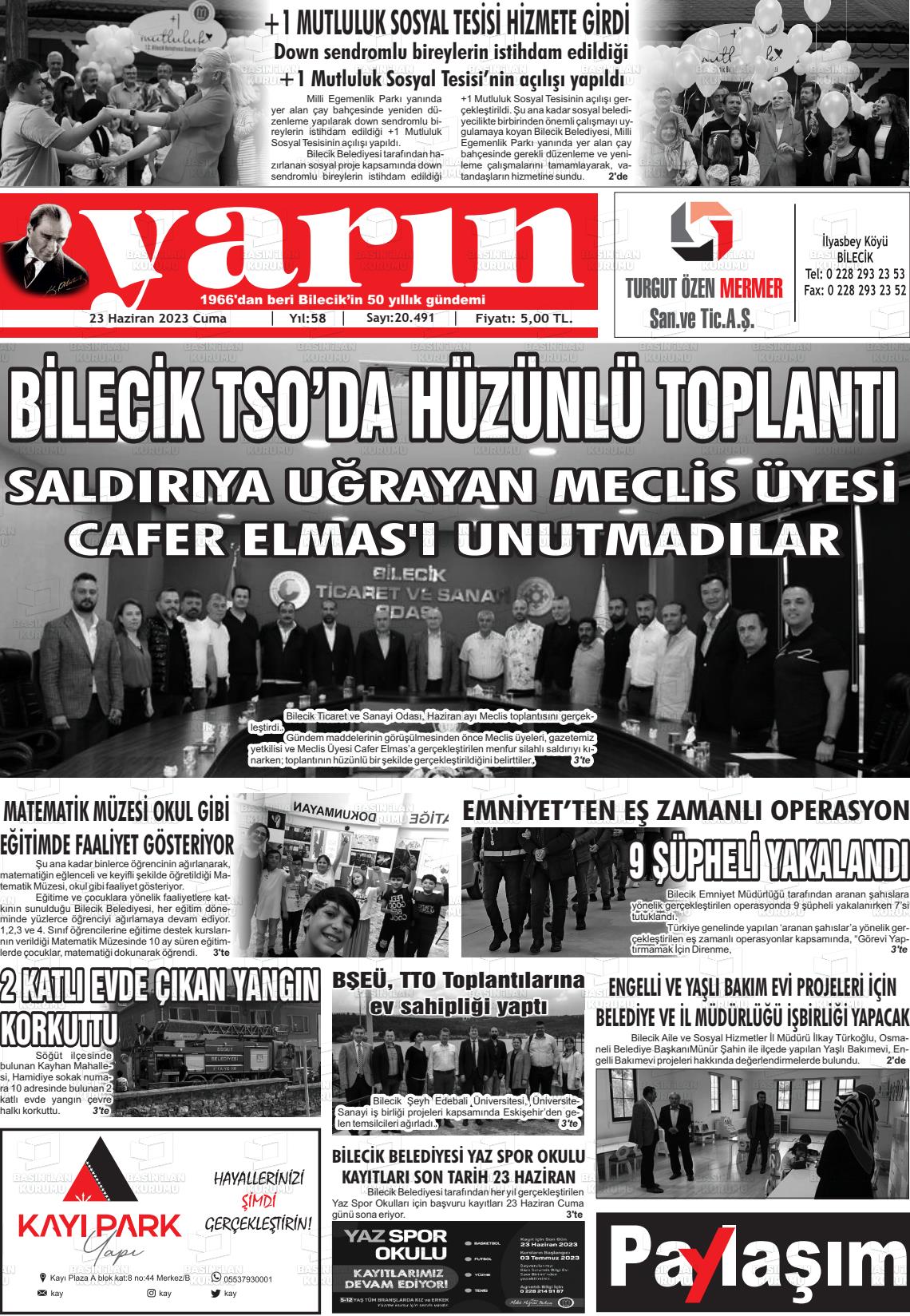 23 Haziran 2023 Gazete Yarın 11 Gazete Manşeti